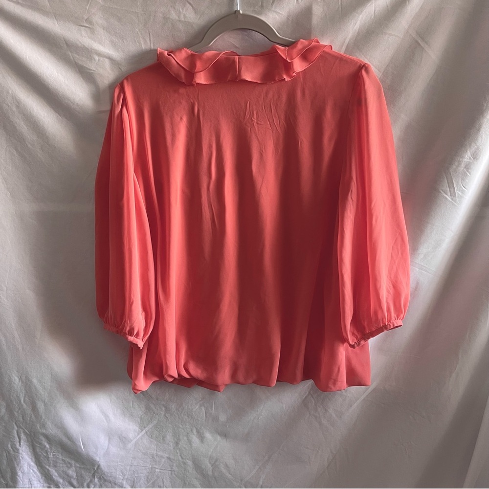 Covington Coral Chiffon Ruffle Blouse Layered Ruffle Top Women’s Small Coquette - Picture 14 of 15